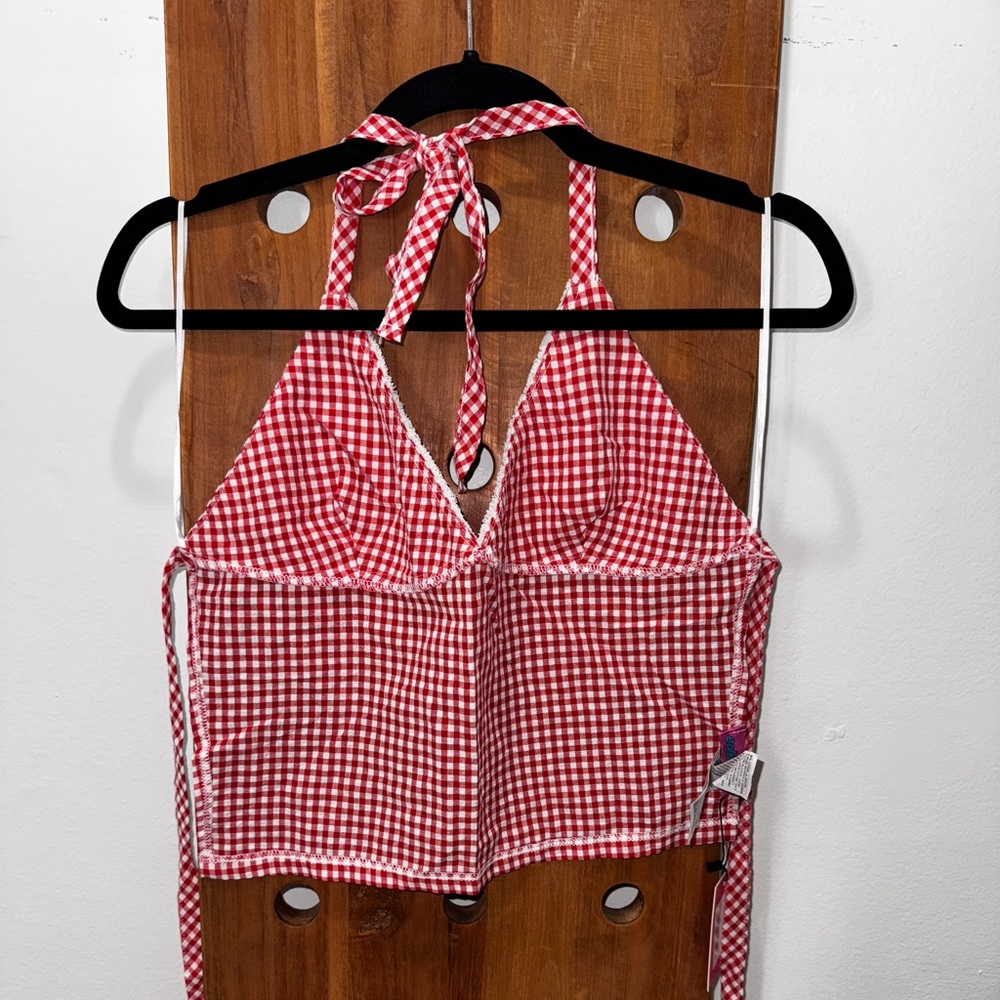Edikted Charmaine Open Back Gingham Top in Red - Picture 9 of 11